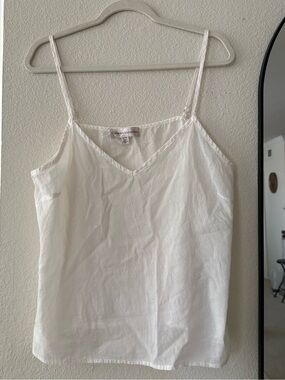 Catherine Malandrino White Linen-Cotton V-Neck Camisole